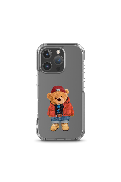 KaffCase حافظة إطلاق مطبوعة على شكل دب تيدي متوافقة مع آيفون 16 برو
