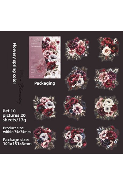 Choice مجموعة من 20 قطعة من ملصقات الكولاج المصنوعة من مادة PET بتصميمات زهور...