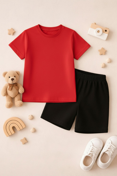 SPORTİVEA 100% Cotton Girl's T-Shirt\T-Shirt 100% Cotton Shorts in One Set