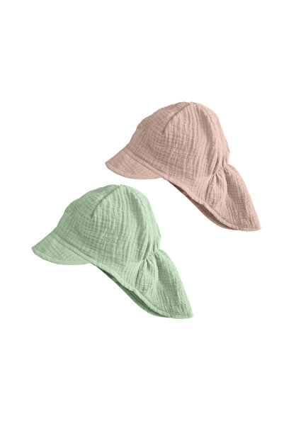 Kidizi Set of 2 double muslin caps Maitre 1-3 years, mint-natural