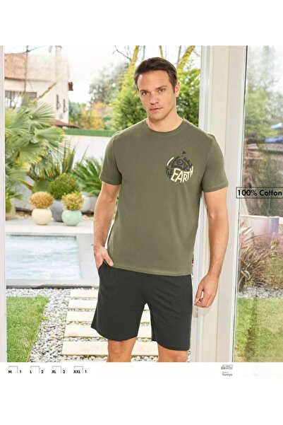 İpek Чоловічий комплект піжами з коротким рукавом, велосипедним коміром, 100%...