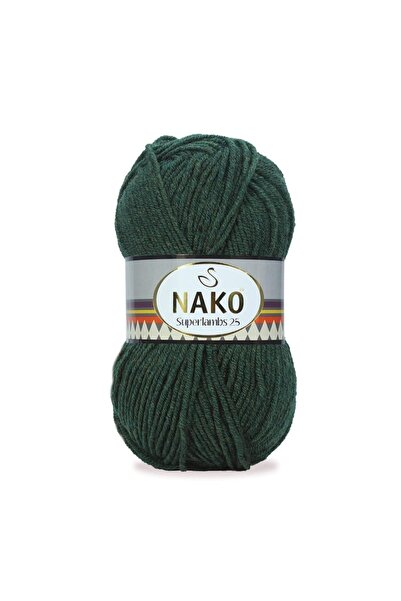 NAKO Superlambs 25 Yünlü El Örgü Ipi Renk Kodu: 3255 Kırcıllı Çam Yeşili