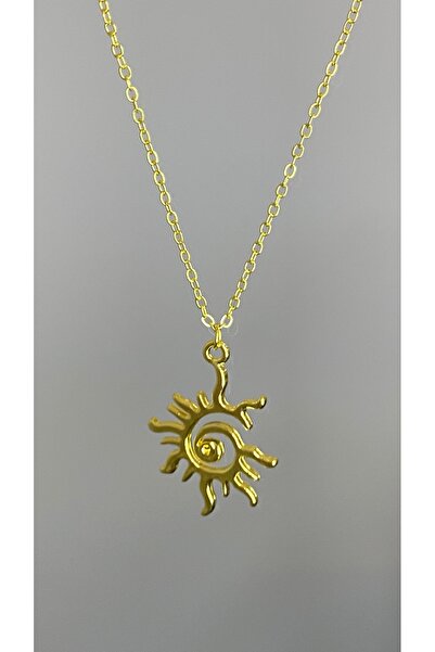 SELUVİA Women's Steel Sun Necklace – Gold Color Sun Figured Sun Model Stainle...
