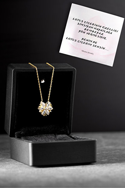 Silvano Jewelry 925 Ayar Gümüş Mıknatıslı Lotus Çiçeği Kolye