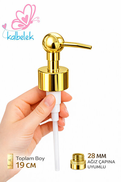 Kalbelek Parlak Gold Sıvı Sabunluk Pompası – 28 mm Uyumlu Yedek Pompa