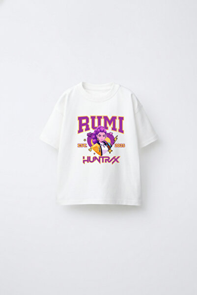Let's Wear Tricou premium Rumi Huntrix pentru fete, 100% bumbac, cu guler tip...