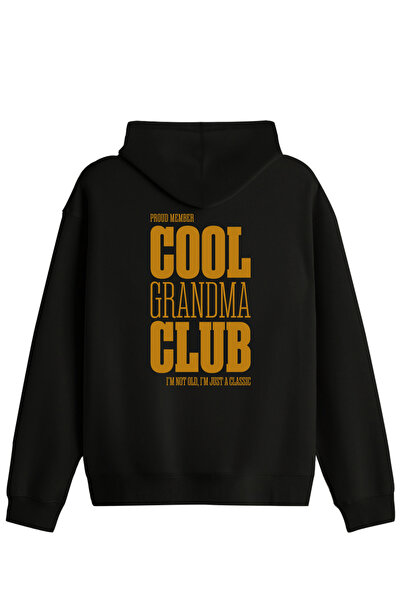 BetterThanCo Hanorac unisex cu glugă și imprimeu Cool Grandma Club