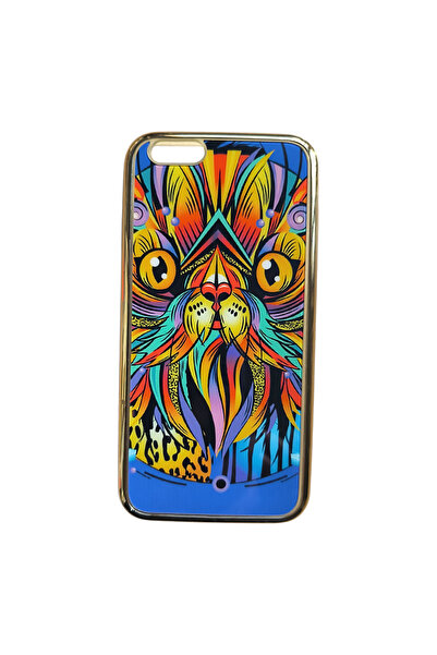 OEM Carcasă compatibilă cu iPhone 6, carcasă TPU, contur auriu, leu pictat