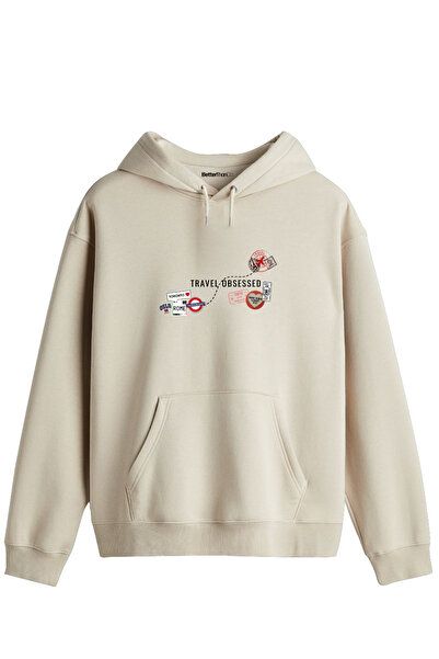 BetterThanCo Travel Obsessed Printed Unisex Hooded Collar Hoodie