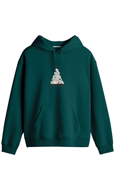 BetterThanCo Унисекс суитшърт с качулка и надпис Woofmas