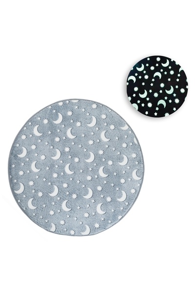OEM Fluorescent rug, round, moon and stars, 80 cm