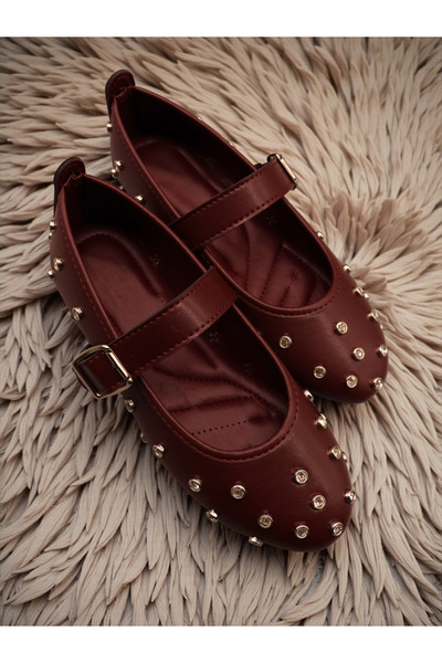 HFKY Kadın Taş Detaylı Tokalı Rahat Kalıp Babet