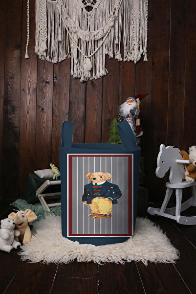 BelezaHome سلة ألعاب لغرفة الأطفال والرضع، منظم ألعاب قماشي قابل للطي بنمط دب...