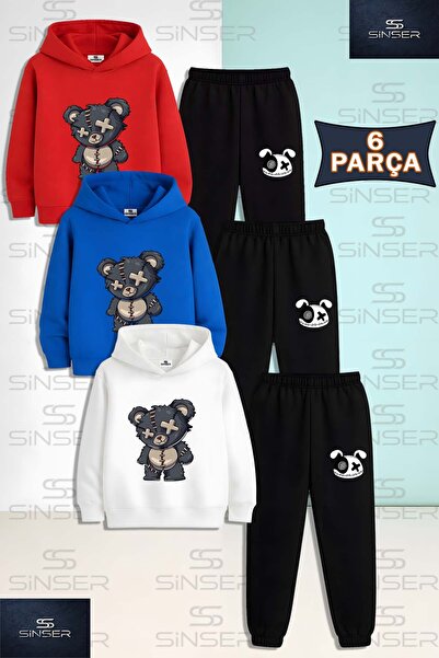 SS SİNSER Παιδικό Unisex Σετ Φόρμας με Κουκούλα 3 τεμαχίων σε Γκρι χρώμα με σ...