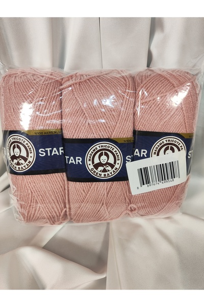 Ören Bayan Star Pudra Pembe El Örgü İpi (3 Adet) - Renk: 001