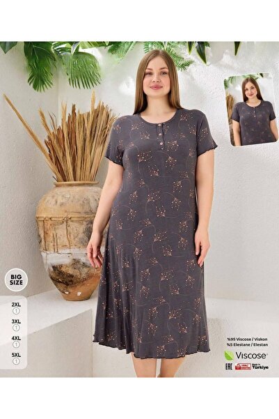 İpek Cămașă de noapte pentru femei, cu mânecă scurtă, mărime mare, cu nasturi...