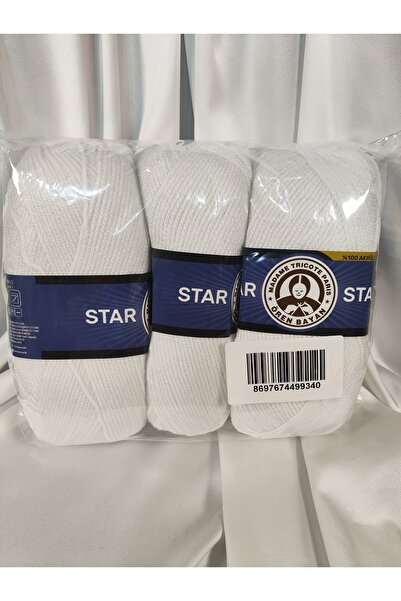 Ören Bayan Star Beyaz El Örgü İpi (3 Adet) - Renk: 000