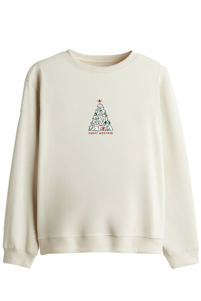 BetterThanCo Hanorac cu imprimeu Woofmas, cu guler tip crewneck