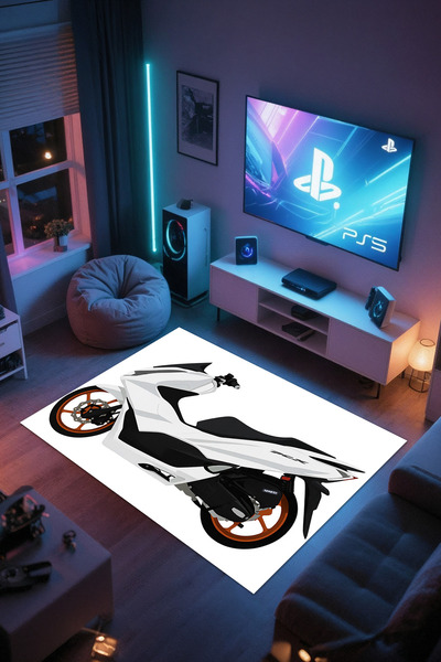 Reyhani Honda Pcx Desenli Kaymaz Taban Makinede Yıkanabilir Çocuk Gamıng Halı...