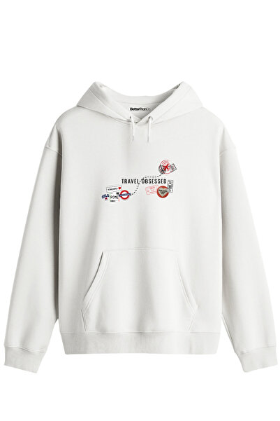 BetterThanCo Travel Obsessed Printed Unisex Hooded Collar Hoodie