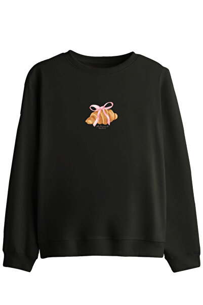 BetterThanCo Hanorac cu imprimeu croissant și guler tip crewneck