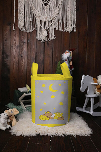 BelezaHome Children's and Baby's Room Toy Basket Gray Sleeping Bear Patterned...