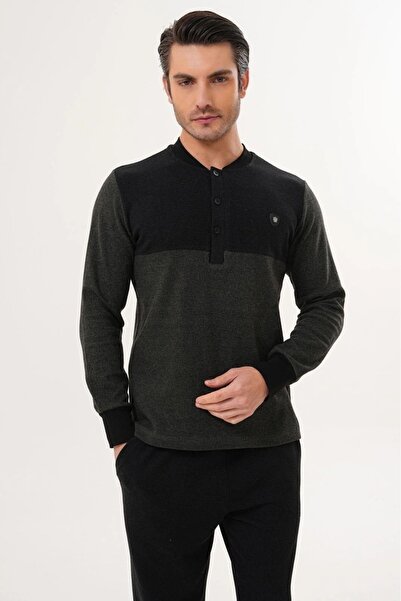 by İGP Selanik Fabric Winter Men's Pajama Set with Pockets