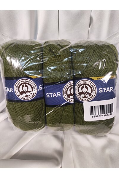 Ören Bayan STAR Haki Yeşil El Örgü İpi (3 Adet) - Renk: 077