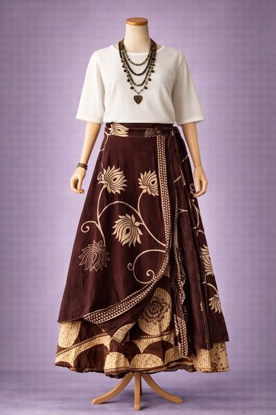 Bohoyasam Nepal Kadın Çift Taraflı İpek Etek – Bohem Desenli, Bağlamalı Model...