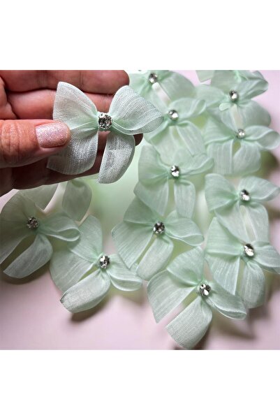 Light of Love Taş Detaylı Açık Mint Yeşili Hazır Fiyonk - Keten Kurdele - 25 ...