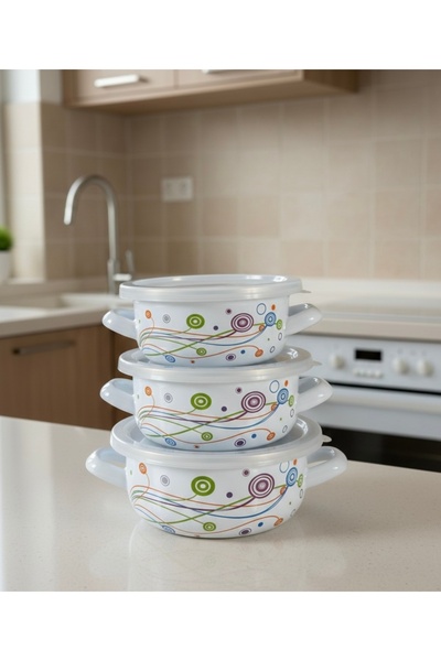 EmayeBurada Enamel Cook Hide Cookware Set 9 Pieces