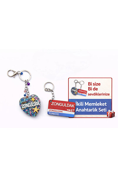 Home Zonguldak Hometown Themed Handmade Set of 2 Keychains