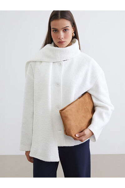 LC Waikiki Sparkling Choices Shawl Roba Collar Women's Coat from Shining Store