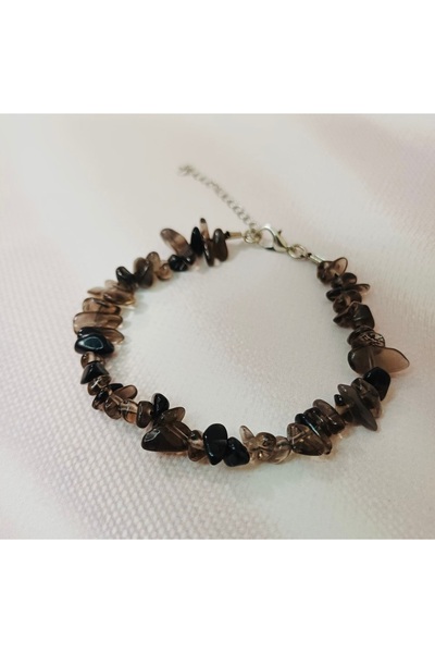 Butik Black Natural Stone Jasper Broken Cut Transparent Closures Steel Bracel...