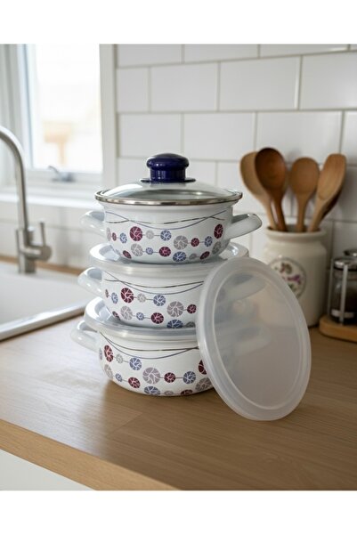 EmayeBurada Enamel Cook Hide Cookware Set 9 Pieces