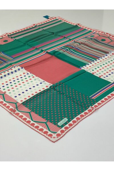 PİRAMİT Balse Sura Silk Scarf with Polka Dots Model Emerald Green 5003-1