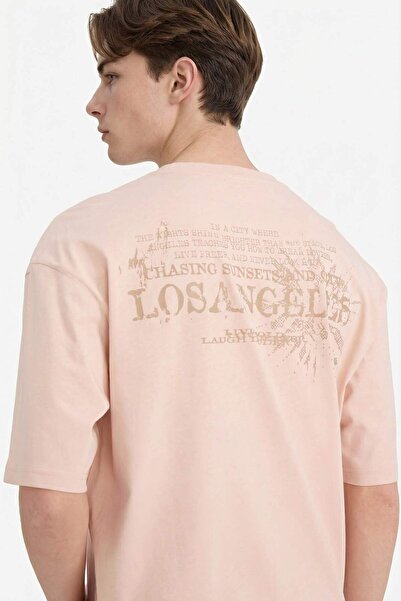 DeFacto 100% Cotton Boxy Fit Printed T-Shirt G1327Ax26Sp