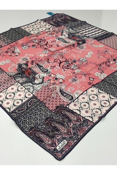 PİRAMİT Balse Sura Silk Scarf Dark Blue Coral 5020-2