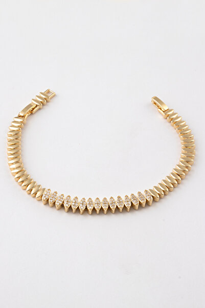 Sortie Aksesuar Damla Model Figured Zircon Stone Stainless Steel Design Bracelet