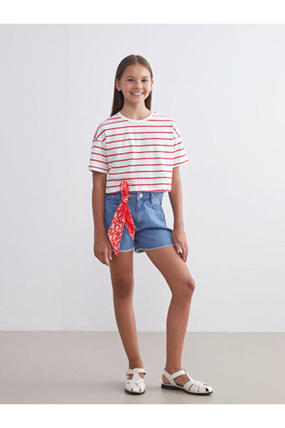 LC Waikiki Sparkling Choices Girls' Jean Shorts from Shining Store