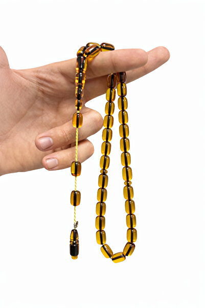 Filiya Ateş Kehribar Sistemli Tesbih – Sarı Kahverengi Ton