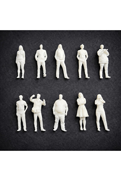 Rex Aksesuar 1:50 Ölçek Minyatür Boyasız İnsan Figürü Seti – 10 Parça | 3,5 c...
