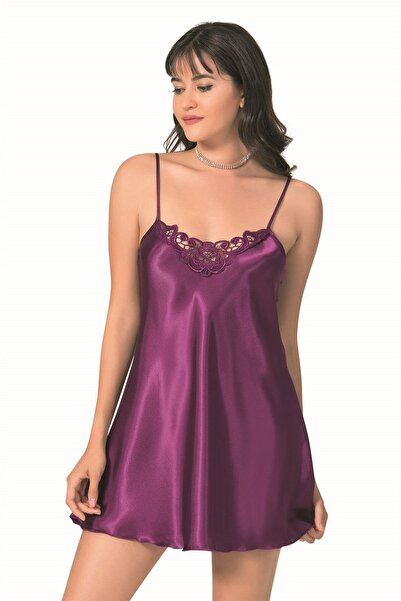Slendos Women'S, Short, Laced, Satin Nightgown