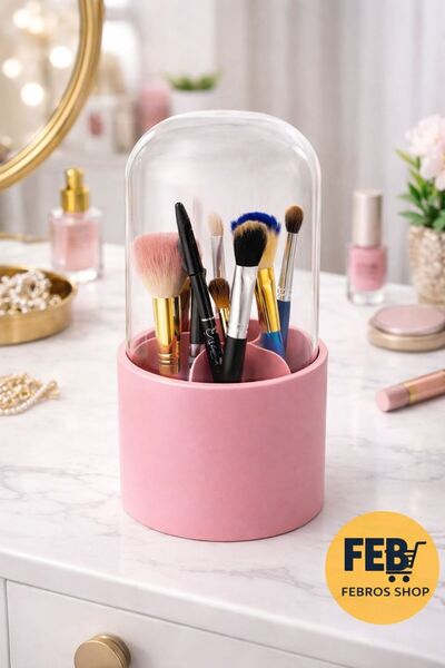 Febros Kapaklı Makyaj Fırçası Organizeri Toz Geçirmez Şeffaf Kapaklı Fırça Ku...