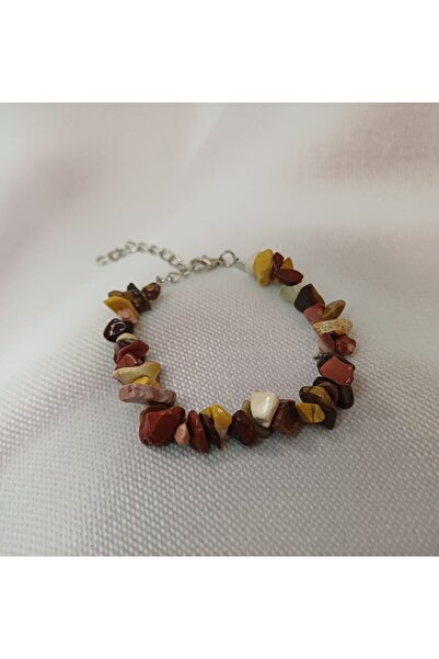 Butik Coffee-Toned Natural Stone Jasper Closures Steel Women's Bracelet Valen...