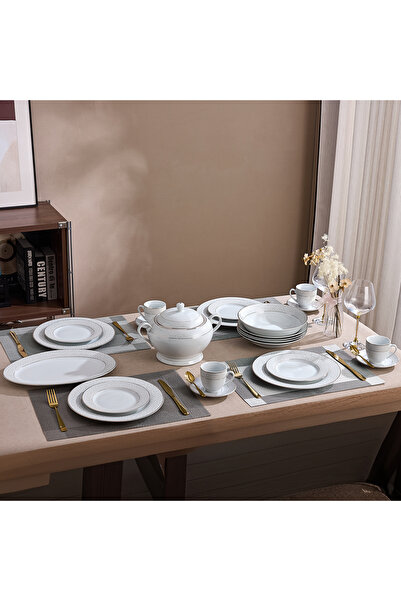 Malooki Golden Stardust Porcelain Dinner Set for 12 People, 64 Pieces, Modern...