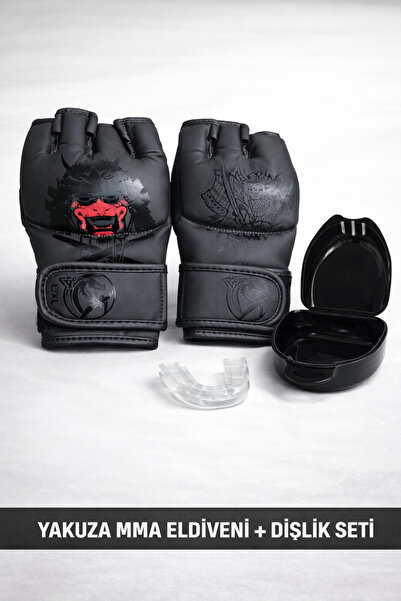 Dragondo Yakuza MMA Eldiveni + Dişlik Seti | Samuray Desenli Profesyonel Dövü...
