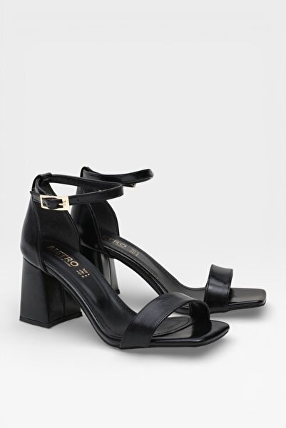 Cochines Sandale cu bretele din piele neagră pentru femei, rochie de seară, p...