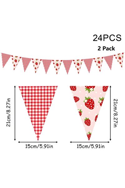Choice Y1061-02 1Set strawberry Party Decoration Triangle Pennant Banner Flag...