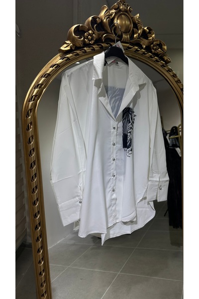 BySerraÖzcan zebra Desen Taşlı Gömlek